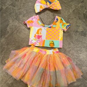 Wild Rich Kids Princess Patchwork tulle skirt set with headband